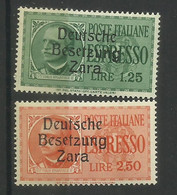 ZARA 1943 VARIETÀ VARIETY SOPRASTAMPATI D'ITALIA ESPRESSI SERIE COMPLETA MNH - Occup. Tedesca: Zara