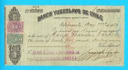 BANCO YUGOSLAVO DE CHILE - Antofagasta (1929) Chile * Vintage Bill Of Exchange Bond Check * Yugoslavia Related RRR - Cile
