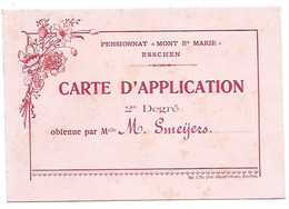 Pensionnat "Mont Ste Marie" Esschen, Carte D'application, 2e Degré, M. Smeyers - Diploma & School Reports