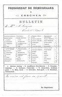 Pensionnat De Demoiselles à Esschen, Bulletin, M. Smeyers (pleat In Middle) - Diploma & School Reports