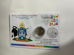 (1 N 8) 20 Cent "Scarce" Coin - 20th Anniversary - ACT - Centenary Of Federation Coin (20th Anni. Cover) - 20 Cents