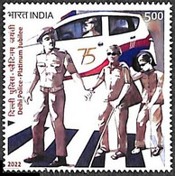 India 2022 New Delhi Police Job, Helping Blind, Disabled, Handicap, Car, Road Safety, Mask MNH As Per Scan - Autres & Non Classés