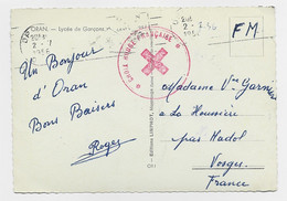 ALGERIE CARTE ORAN 1956 + CACHET CROIX ROUGE FRANCAISE - Lettres & Documents