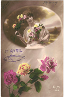 CPA Carte Postale France 1er Avril Une Jeune Femme Et Ses Fleurs 1919. VM60631 - 1er Avril - Poisson D'avril