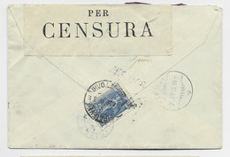 GRECE 5A SOLO AU VERSO LETTRE COVER 1915 TO SUISSE CENSURA BOLOGNA - Briefe U. Dokumente