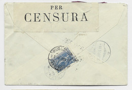 GRECE 5A SOLO AU VERSO LETTRE COVER 1915 TO SUISSE CENSURA BOLOGNA - Brieven En Documenten