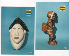 GABON  - LOT DE 2 CARTES - STATUETTE - MASQUE - Gabon