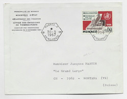 MONACO 60C SEUL LETTRE MECANIQUE C. HEX MONACO A 30.3.1967 TO SUISSE AU TARIF - Brieven En Documenten