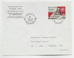 MONACO 60C SEUL LETTRE MECANIQUE C. HEX MONACO A 30.3.1967 TO SUISSE AU TARIF - Covers & Documents