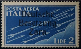 ZARA 1943 SOPRASTAMPATI D'ITALIA POSTA AEREA AIR MAIL LIRE 2 MNH - Occ. Allemande: Zara