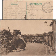 Allemagne / France 1916. Carte Postale De Franchise Militaire. Barricades : Lampe, Landau, Pavés, Tonneaux, Roue - Beers