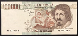 100000 Lire CARAVAGGIO 1° TIPO SERIE E 1992 Q.fds/fds LOTTO 3381 - 100000 Liras