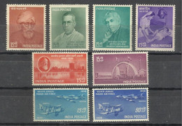 India 1958 Complete Year Pack / Set / Collection Total 8 Stamps (No Missing) MNH As Per Scan - Años Completos