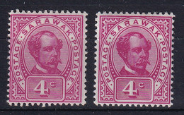 Sarawak: 1899/1908   Charles Brooke (inscr. 'Postage Postage')   SG39 / 39a     4c   Rose And Aniline Carmine MH - Sarawak (...-1963)