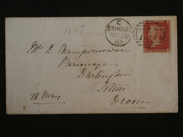 BJ9 GREAT BRITAIN  BELLE  LETTRE  1865 A TOTNES+RED ONE PENNY  +++AFFRANCH. INTERESSANT+ - Storia Postale