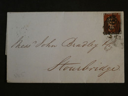BJ9 GREAT BRITAIN  BELLE  LETTRE  1845  LIVERPOOL  A  STOURBRIDGE+RED ONE PENNY  +++AFFRANCH. INTERESSANT+ - Covers & Documents