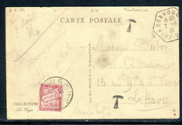 Taxe Du Havre Sur Carte Postale De Bonhomme En 1931 - D 225 - 1859-1959 Covers & Documents