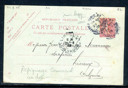 Entier Postal Semeuse 10ct Avec Repiquage Commercial Au Verso De Paris Pour Lisieux En 1905 - D 236 - Postales  Transplantadas (antes 1995)