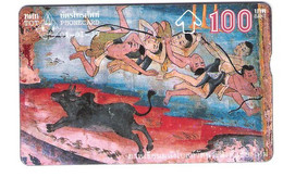 Thailand  - L&G - T 214A - Mural Painting TOT  100 Baht  552C - Thaïland