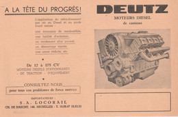 Publicité Automobile / Années 50 - Moteur Diesel De Camions Deutz - LKW