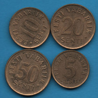 ESTONIA LOT MONNAIES 4 COINS : 5-10-20-50 SENTI 1991 - 1992 - Estland