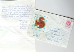 №59 Traveled Envelope Squirrel And Letter Cyrillic Manuscript Bulgaria 1981 - Local Mail - Cartas & Documentos