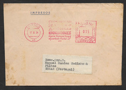 Espagne España EMA Cachet Rouge 1954 Domingomez Industrias Mecano Agricolas Valencia Spain Franking Meter - Maschinenstempel (EMA)