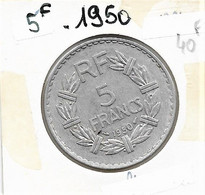 5 Francs  "Lavrillier" 1950 Alu     TTB - 5 Francs