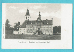 * Kaprijke - Caprijcke (Meetjesland - Oost Vlaanderen) * (Photo R. Heysse, Eeklo) Stadhuis En Parochiale Kerk, église - Kaprijke