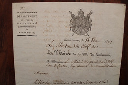 1809 Maire Remiremont Vosges Pour Les Ponts De Cé Précurseur France Angers Tad Type I Cover - 1800 – 1899