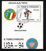 ST THOMAS ET PRINCE SAO TOME E PRINCIPE 1987, Yv. BF 68A, Italie 90, Mascotte, 1 Bloc Oblitéré / Used. R340 - 1990 – Italie
