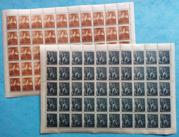 Italy Yugoslavia Trieste Zone B Sass #35 & 35A In Full Sheets Of 50 MNH / ** 1951 Unfolded And Unchecked For Plate Flaws - Neufs