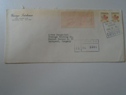 ZA400.11 Canada  Uprated Registered Cover Cancel 1985 KELOWNA, BC   - Sent To Hungary - Covers & Documents