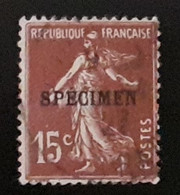 15 Centimes Brun-lilas Semeuse - Surcharge C (spécimen) Des ANNULE -  LUXE - Specimen