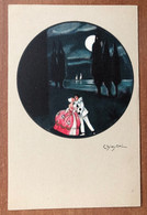 ARTIST SIGNED CHIOSTRI ART DECO COPPIA COUPLE PIERROT LUNA MOON SERIE  N. 180 - Chiostri, Carlo