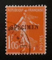 1Fr05 Vermillon Semeuse - Surcharge C (spécimen) Des ANNULE -  LUXE - Specimen