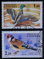 ANDORRE FR 1985 N°342-43 OBLITERES - 1.80F-2.20F FAUNE - COLVERT-CHARDONNERET - USED - Used Stamps