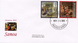 Samoa 2013, Christmas, Art, Piero Della Francesca, Caravaggio, 2val In FDC - Paintings