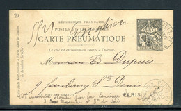 Entier Pneumatique De Paris Pour Paris En 1899 - D 251 - Rohrpost
