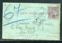 Entier Pneumatique ( Carte Lettre ) De Paris Pour Paris En 1905 - D 254 - Pneumatic Post