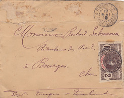 LETTRE. HAUT-SENEGAL ET NIGER. 1910. TOMBOUCTOU. 3c. POUR BOURGES PAR KAYES. 1 TIMBRE AU VERSO - Lettres & Documents