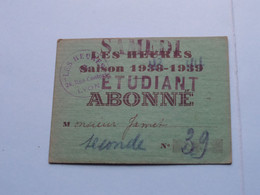 Les HEURES Saison 1938-39 EUDIANT Abonné ( Jamet ) > ( Voir Scan ) N° 39 Anno 1938/39 > LYON ! - Cartes De Membre