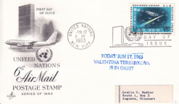 UNITED NATIONS 1963 06 17 Postcard Valentina Tereshkova Is In Orbit - Lettres & Documents