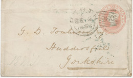 GB 1856 QV 1d Pink VFU Postal Stationery Envelope Size B With Rare Scottish EXPERIMENTAL Duplex Postmark „PERTH / 280" - Cartas