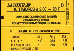 CARNET 2614-C 6A Marianne De Briat "XVI JEUX OLYMPIQUES D'HIVER.." Conf.8. BAS PRIX. A Saisir. - Modern : 1959-…