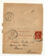 Entier Postal Sur Carte Lettre,  HERY Pour AUXERRE,  YONNE,  1913,  3 Scans - Cartes-lettres