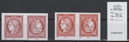 France 2014 - YT 4872a & 4874a Paires Tête-bêche Cérès 1849 Offset Et Taille-douce Barre Salon Du Timbre Paris - Unused Stamps