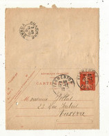 Entier Postal Sur Carte Lettre,  VERMENTON Pour AUXERRE,  YONNE,  1912,  3 Scans - Cartes-lettres
