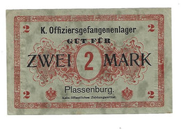 *germany Offizier  Gefangenenlager  Plassenburg 2 Mark  05.21a - Otros & Sin Clasificación