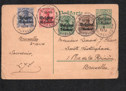 1914 ENTIER POSTAL AVEC COMPLEMENT EN TIMBRE / SURCHARGE BELGIEN    D1640 - Occupation Allemande